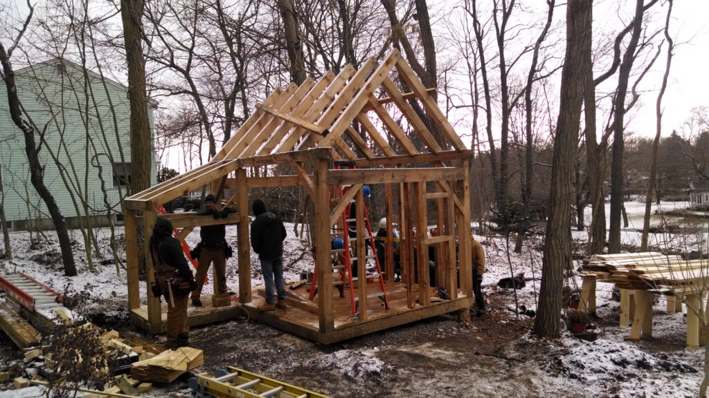 Putting the timber frame together