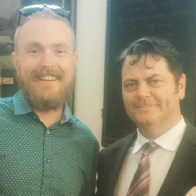 Kyle and Nick Offerman at Graduation in 2025