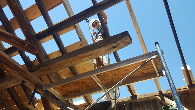 Kyle at work on a roof