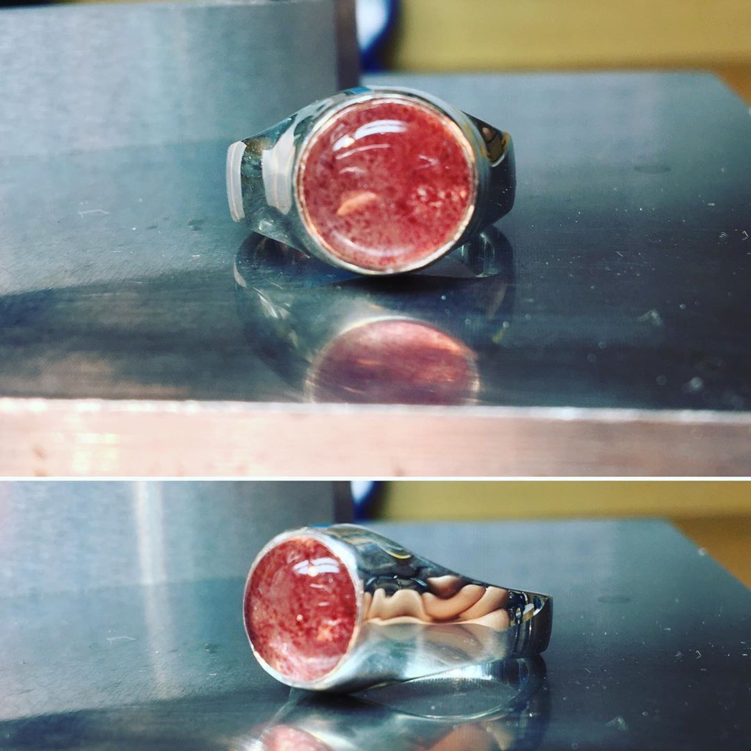 Strawberry quartz silver ring by Willow Coronella