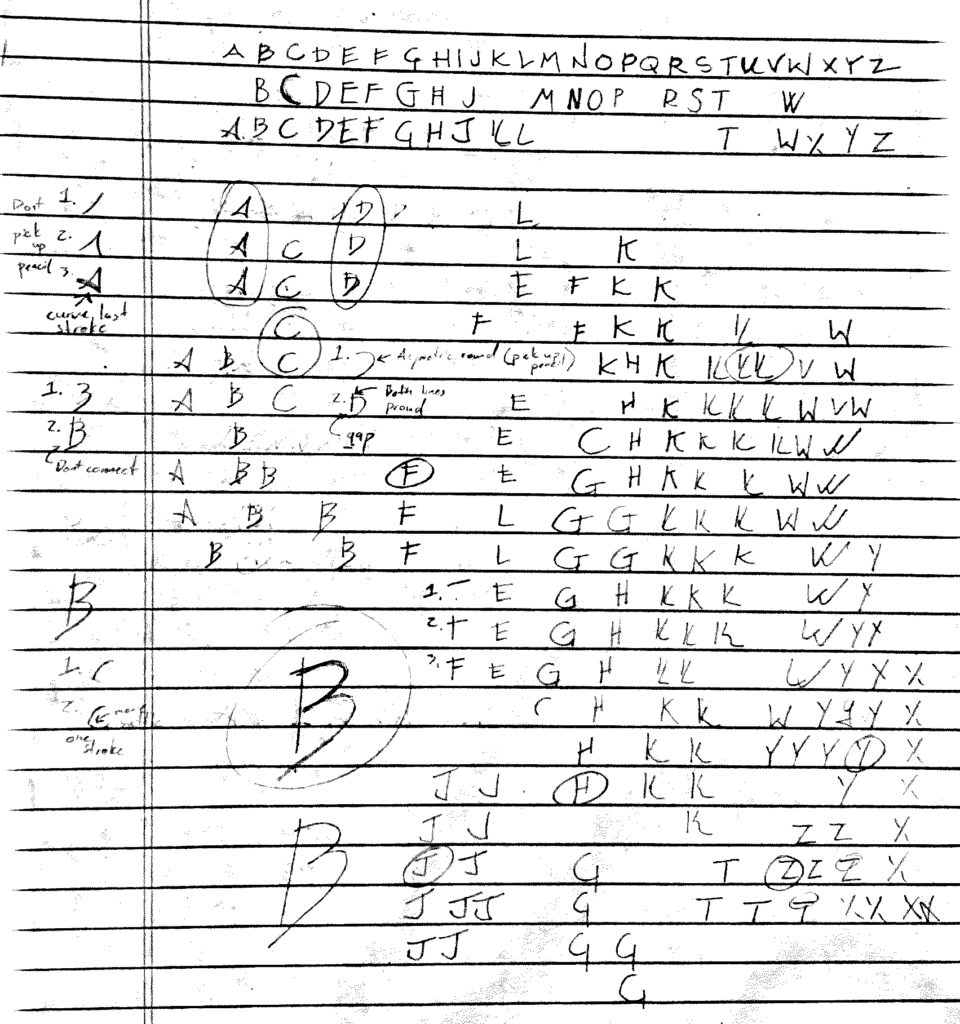 Kolin's handwritten letter forms