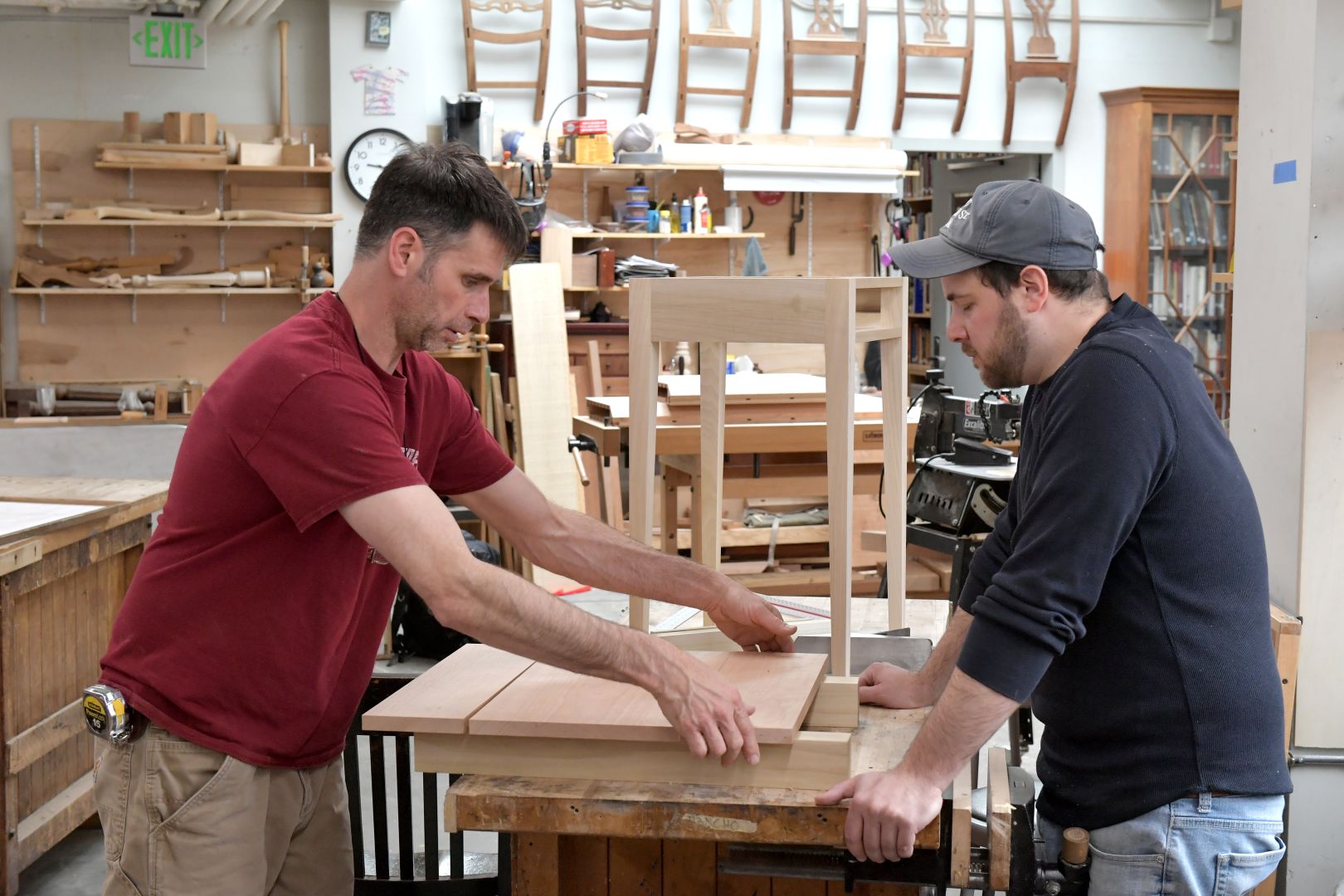 Matt helping a student in the Cabinet & Furniture Making benchroom