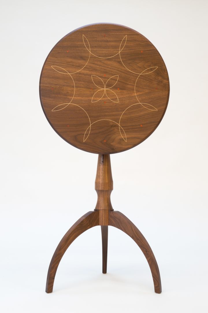 Tripod table with inlay by Jeff Woods CF ’20