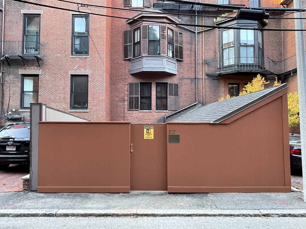 The back gate of the Gibson House Museum