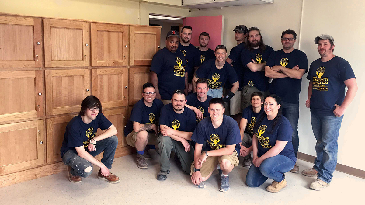 Carpentry students at St. Mary's Center for Women and Children in Dorchester