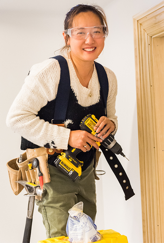 Carpentry student at work