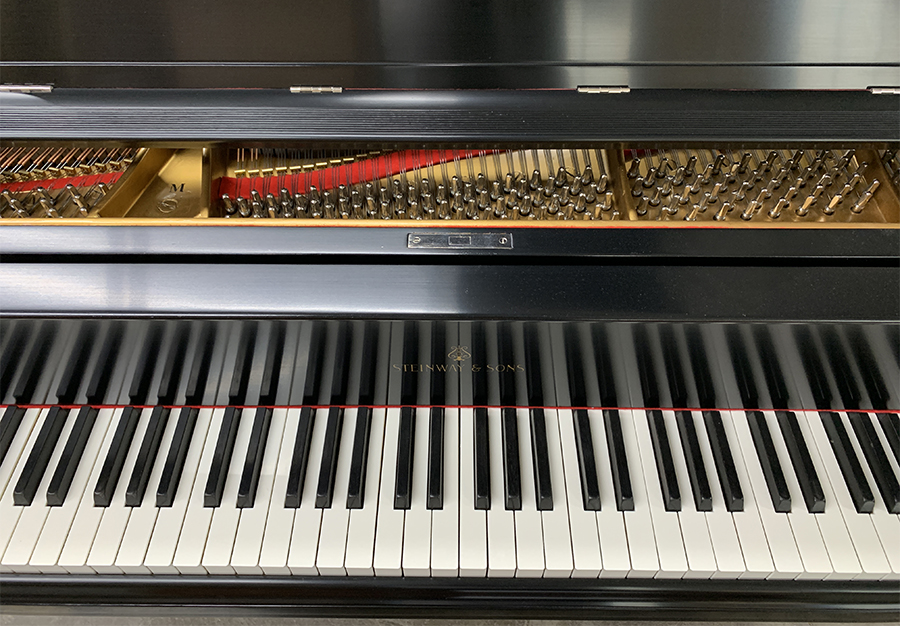 Detail of a refinished Steinway