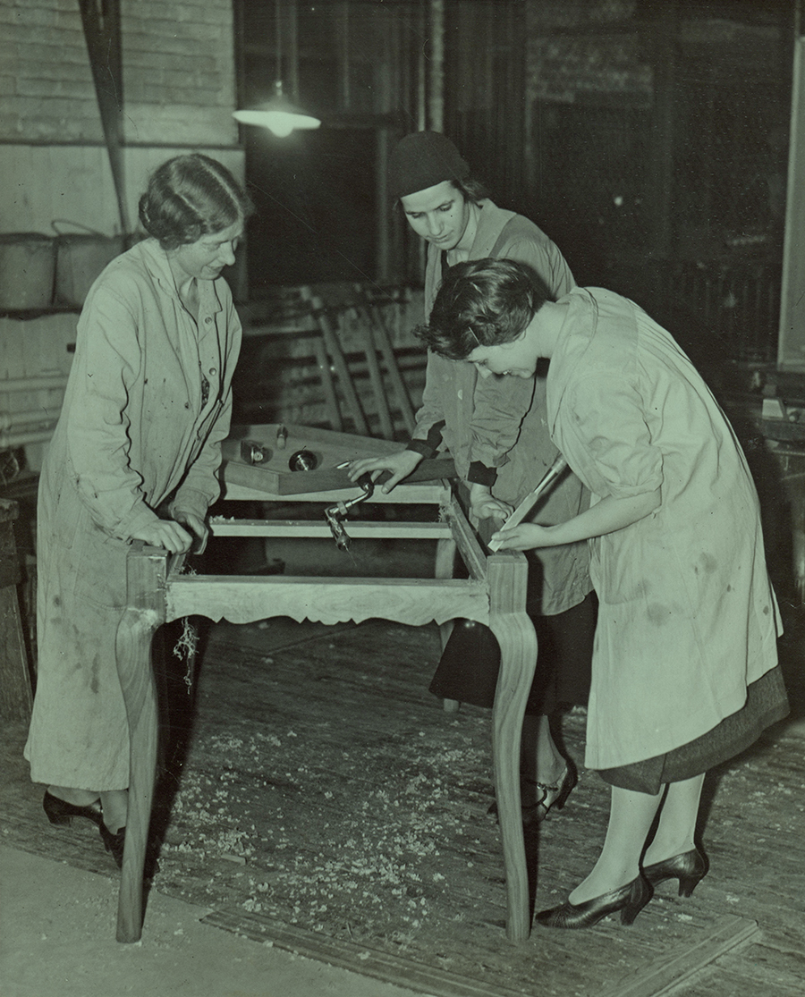 Women woodworkers at NBSS in the 1930s