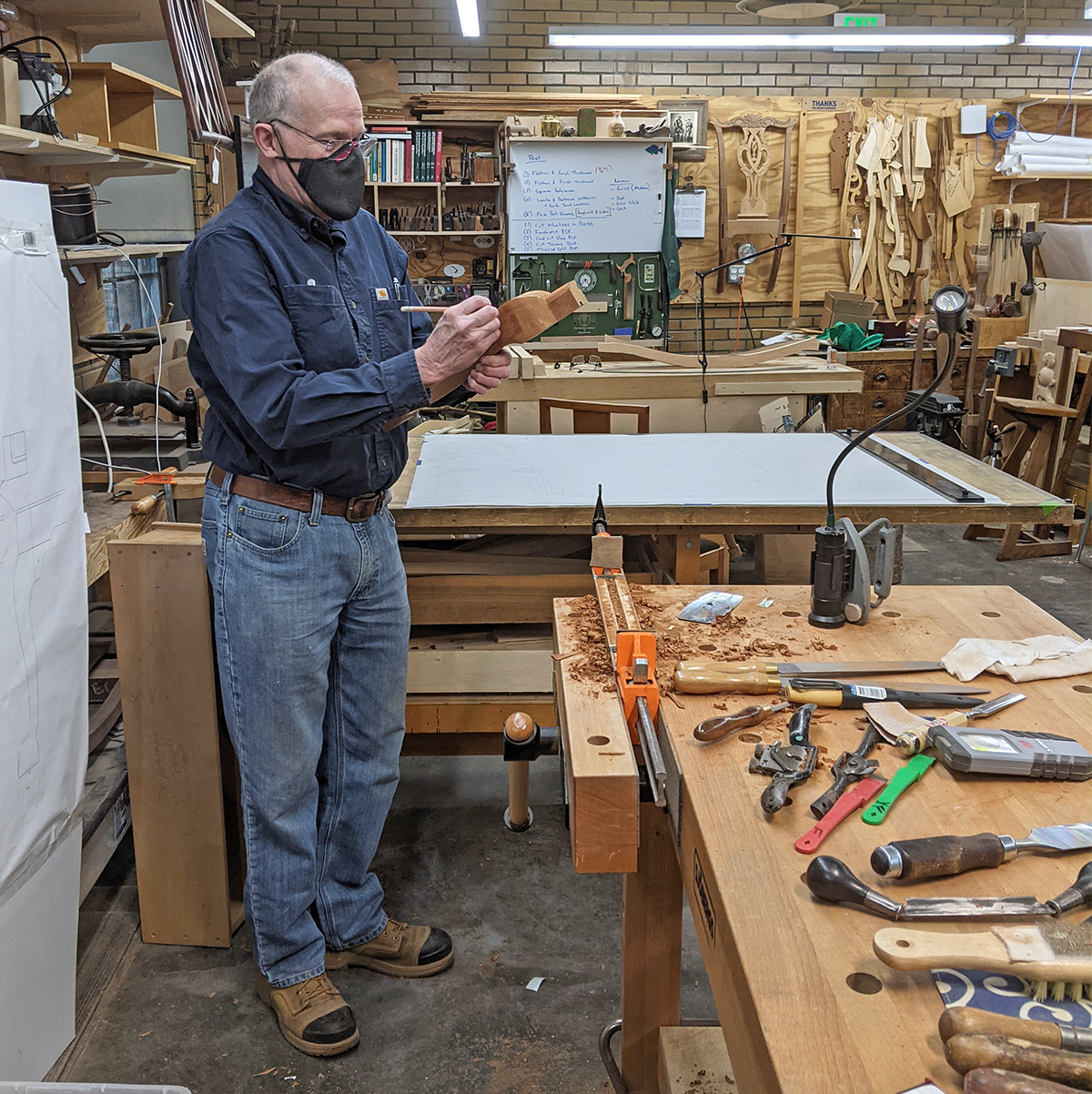 Art LaMan at his bench