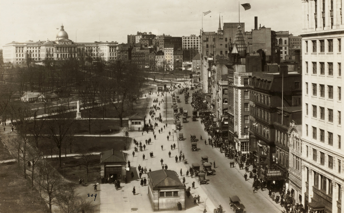 Boston Common. 1918, showing Tremont and Park Sts, courtesy BPL