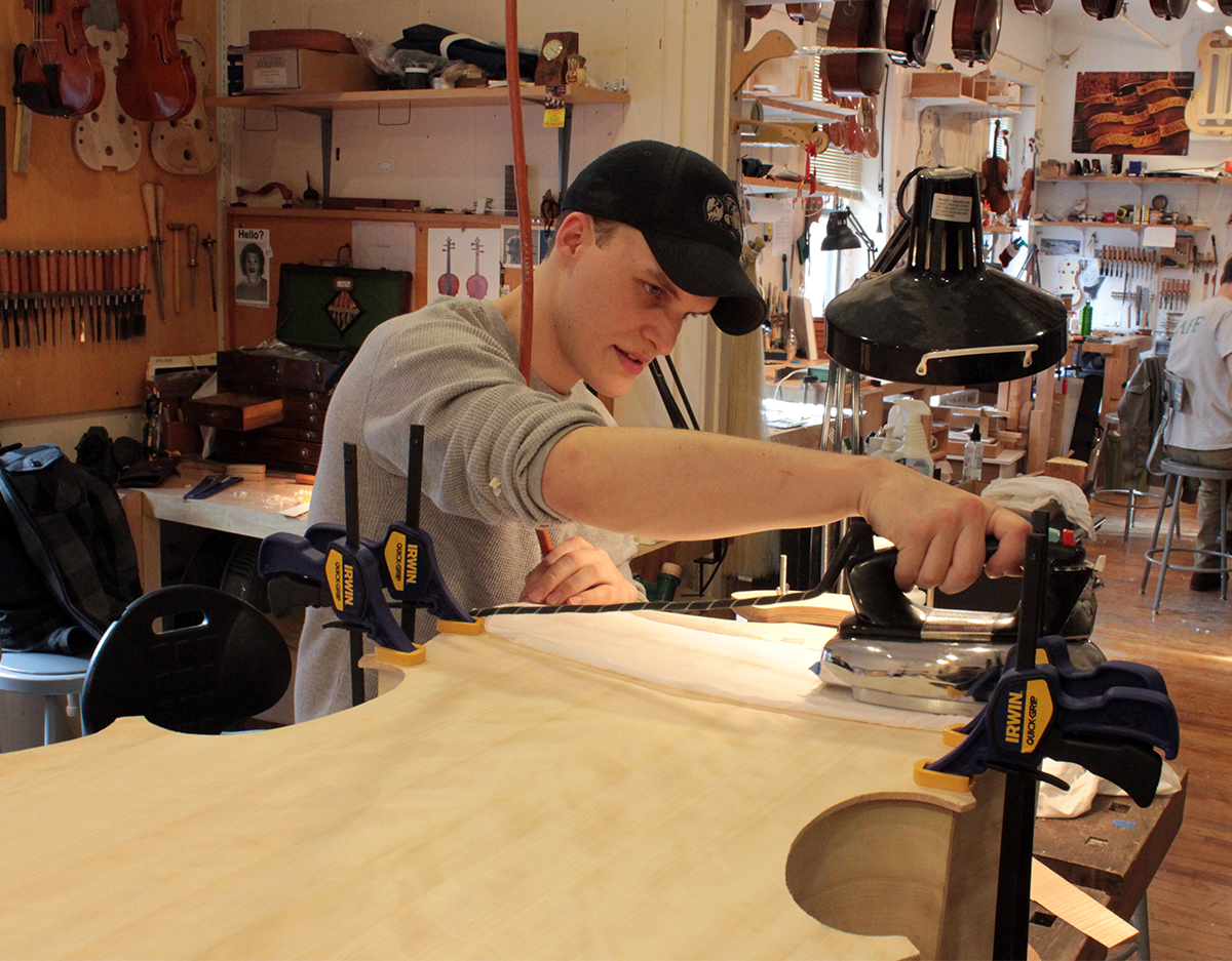 Corey at work on the bass