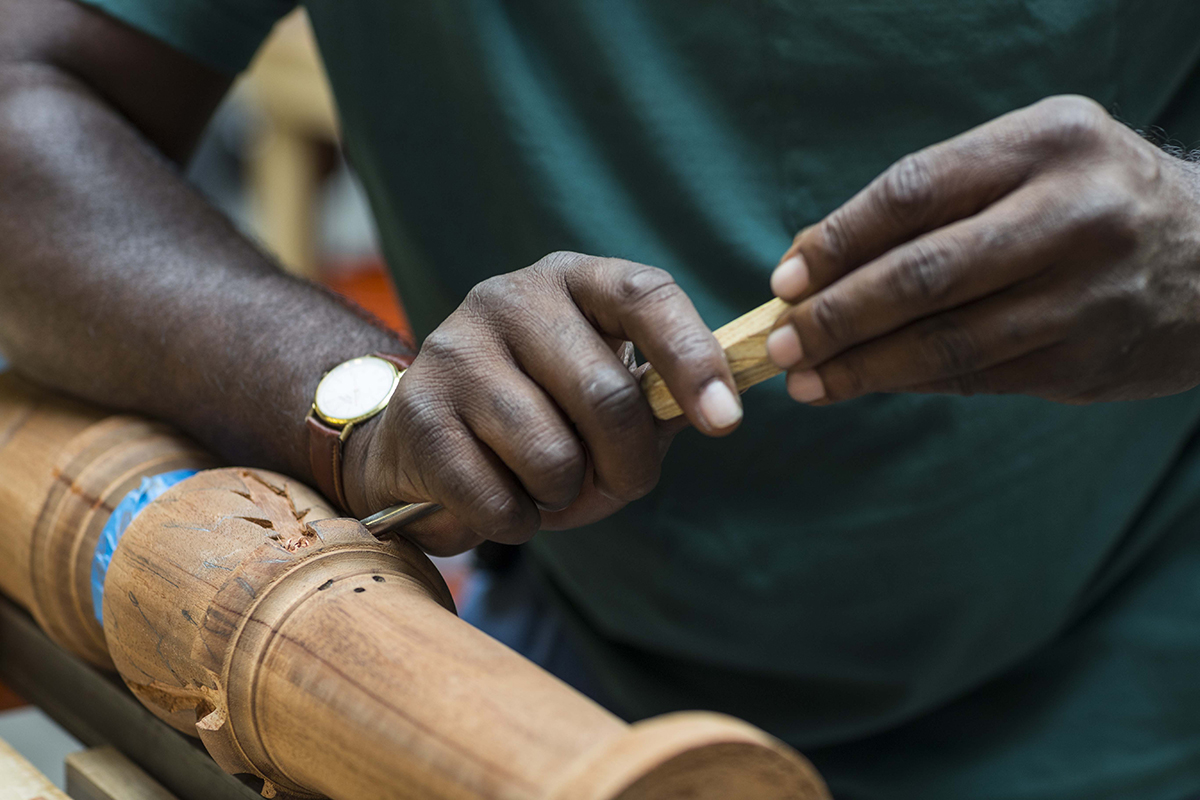 Dmitri at work carving