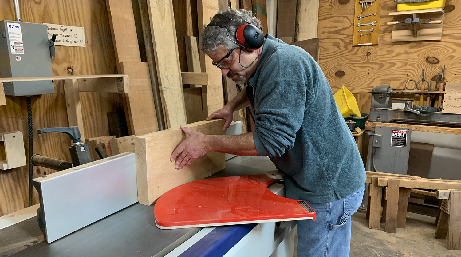 Dan using a jointer