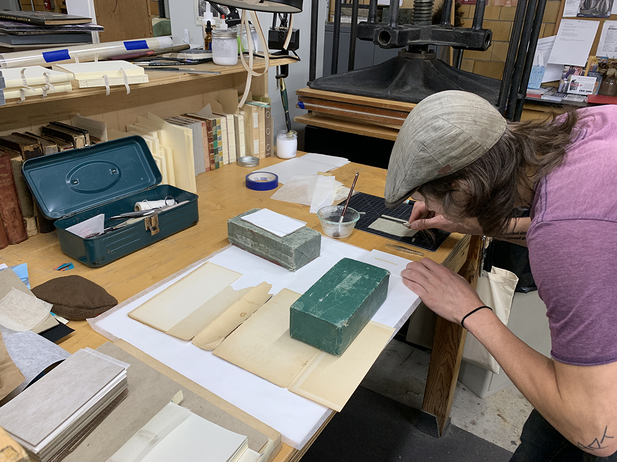 Mitch doing paper repairs at his NBSS bench