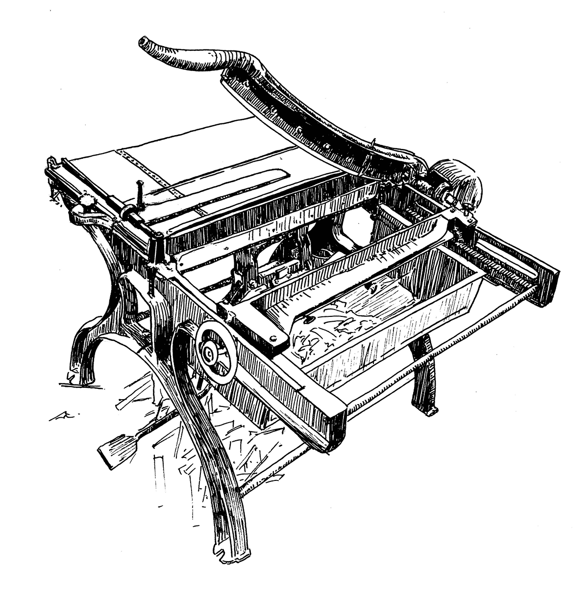 Illustration of a board shear by Yi Bin Liang