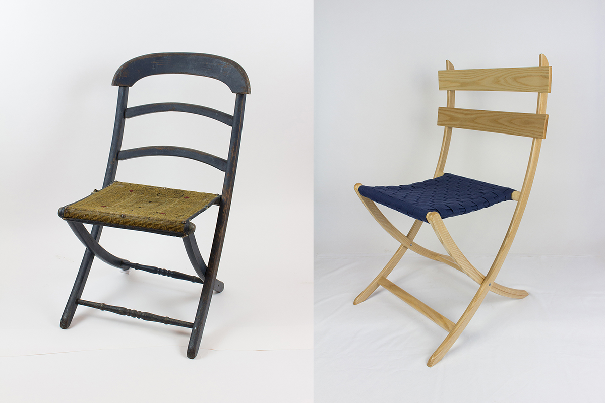 Folding chair, ca. 1870 (left), Folding chair (right)