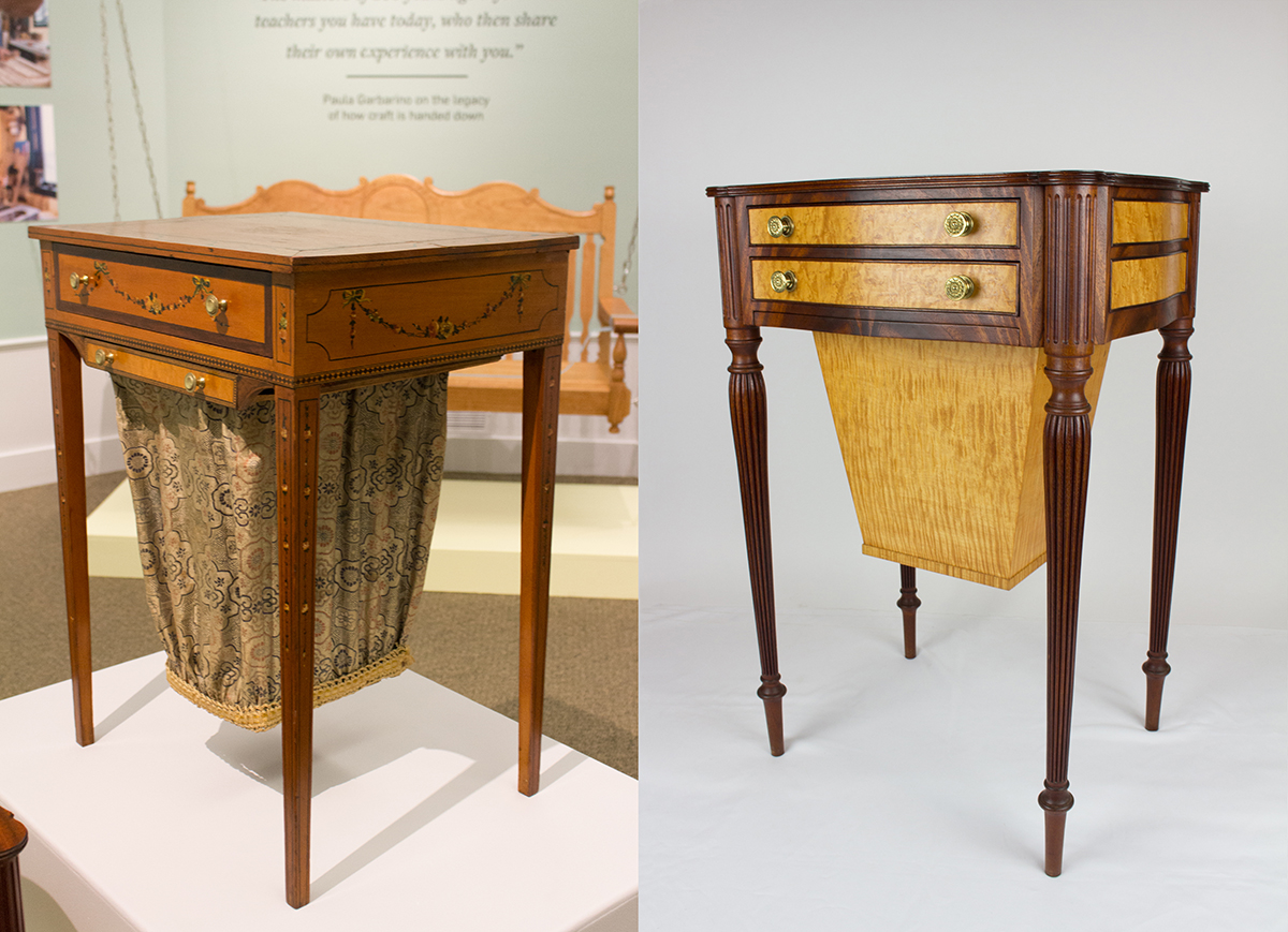 Sewing Table, ca. 1790, additions ca. 1900 (left), Miguel's Work Table (right)