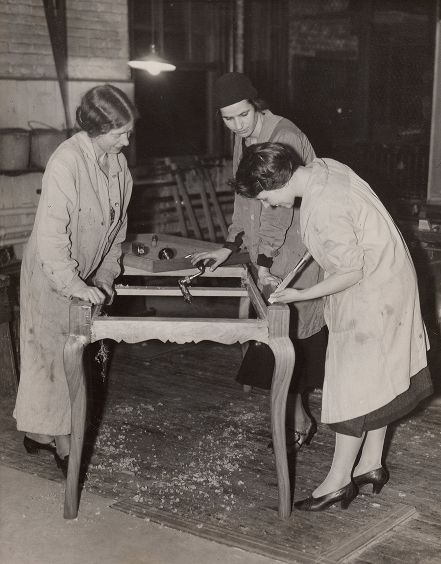 Women woodworking in 1930s