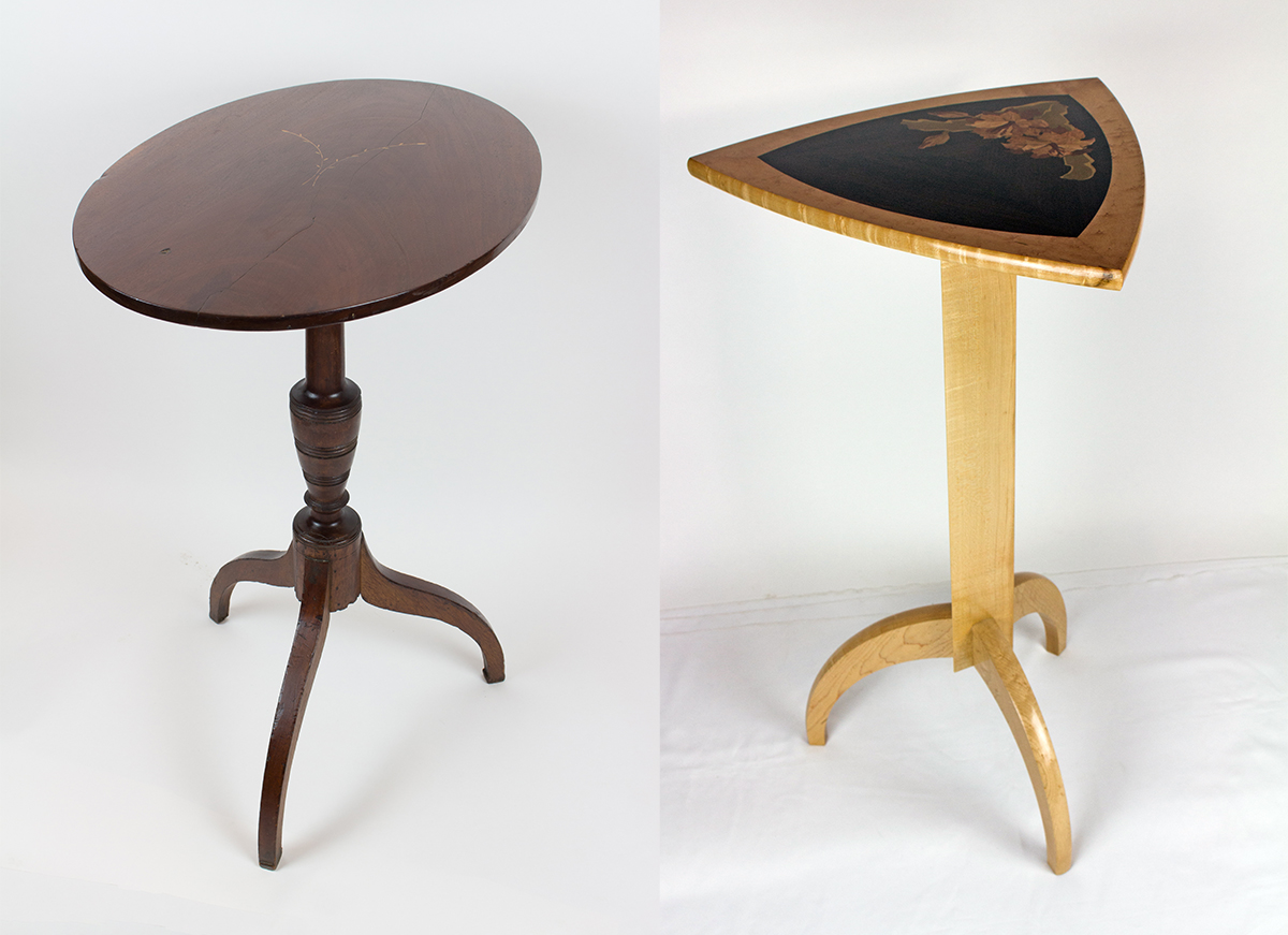 Trustee's piece (left) and Paula's finished table (right)