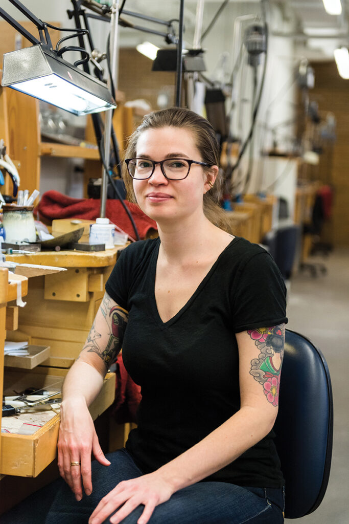 Miranda Harter at her bench