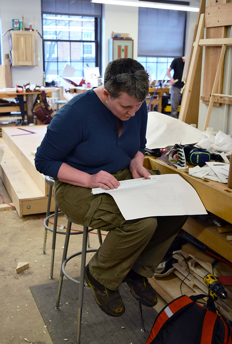 Student at work in Preservation Carpentry