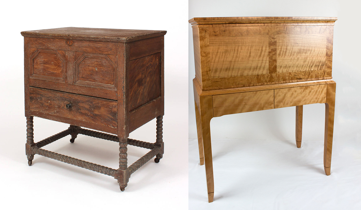 Dressing table c. 1680 left, William's chest, right