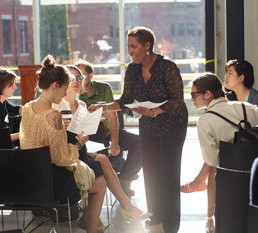 Lana with students