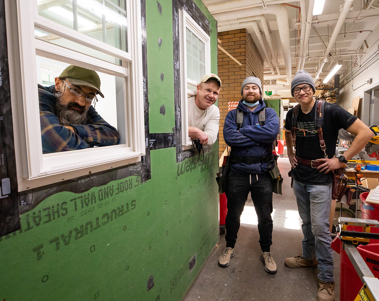 Plamen (left) with Carpentry classmates including Viet (far right)