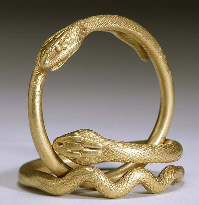 Pair of gold Snake Bracelets, Roman 1st century AD, Walters Art Museum