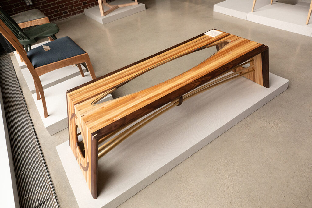 Coffee table by Ben Paus-Weiler CF ’10, made entirely from recycled wood stock.