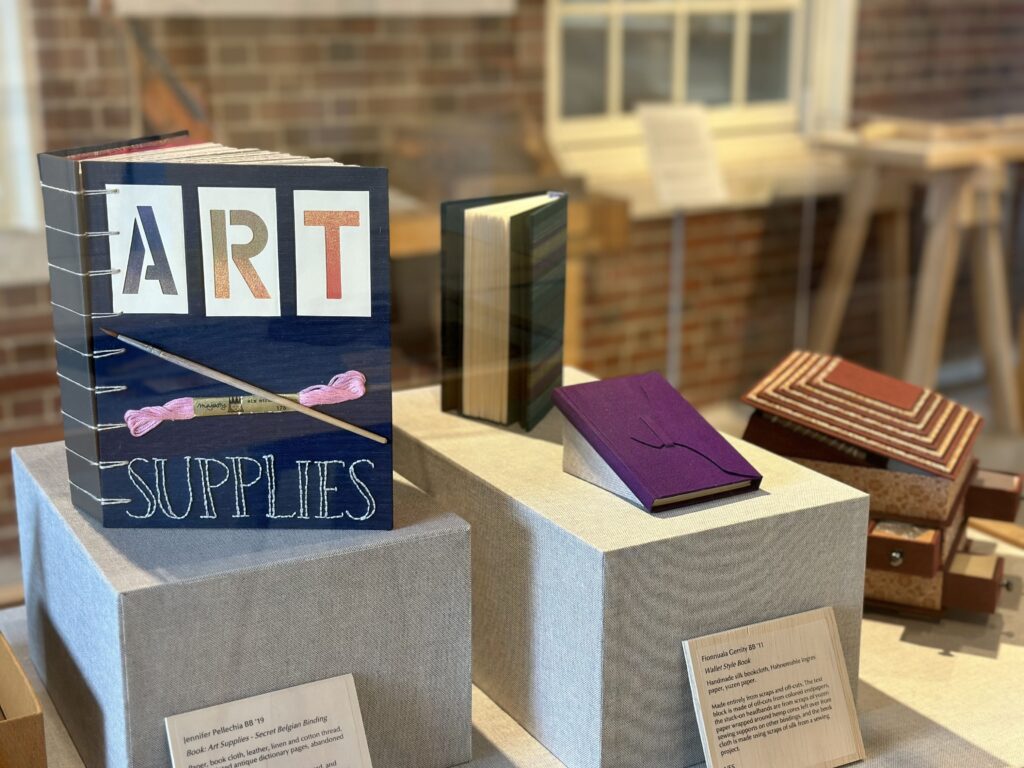 "Art Supplies" bound by Jennifer Pellecchia BB ’19, made entirely from leftover materials

Two books by Fionnuala Gerrity BB ’11, made entirely from scraps and offcuts