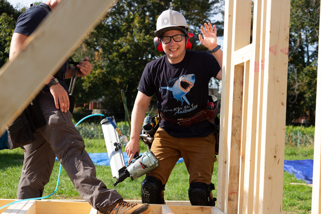 Chris Pienta working on framing