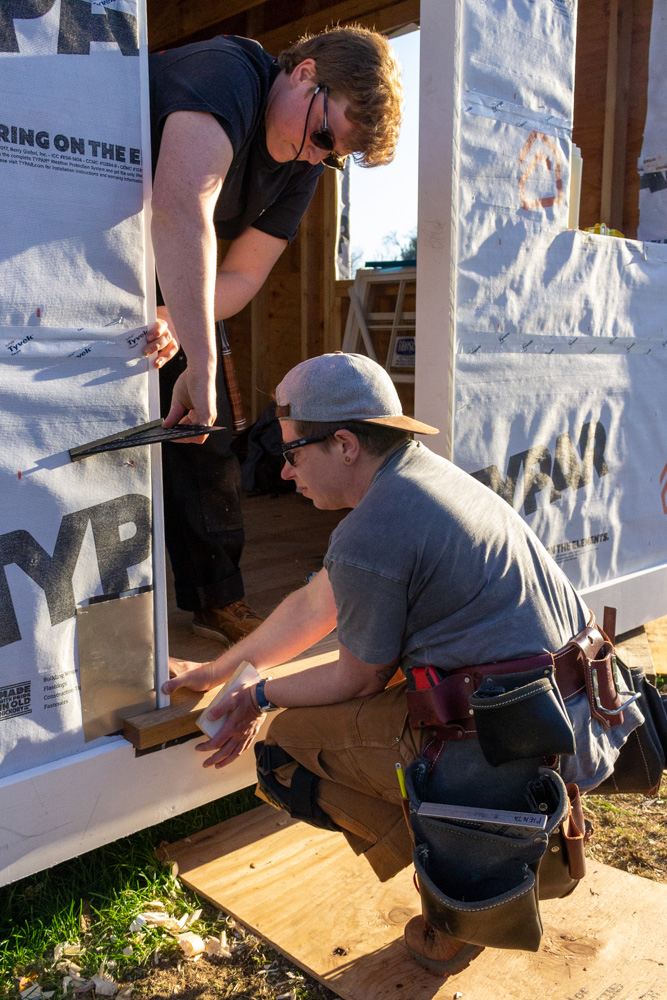 Chris working on sheds as a first-year student