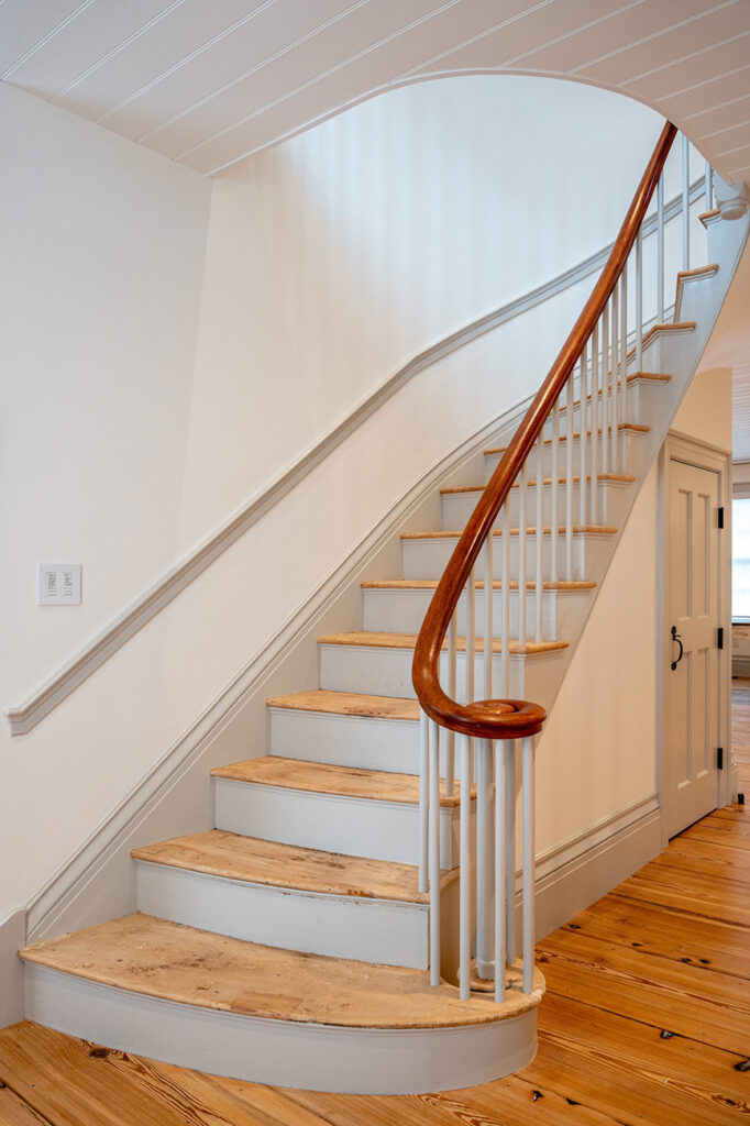 View of a completed curving staircase