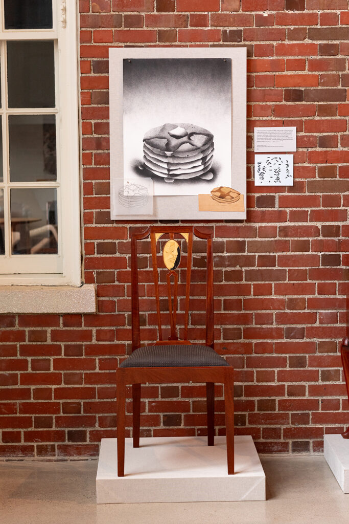 Chair and airbrush drawing by Aspen Golann CF ’19
