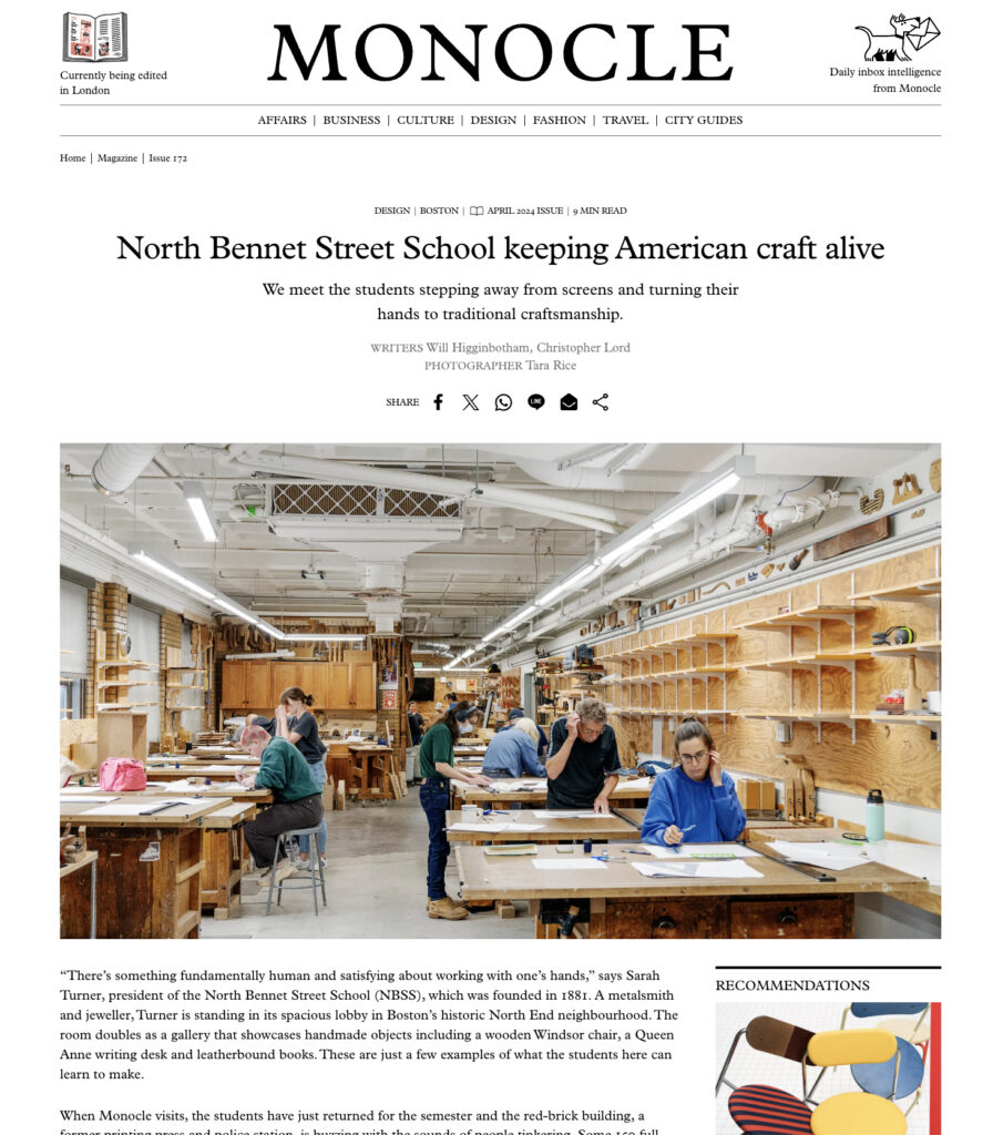 Screenshot of the Monocle website with the article on NBSS