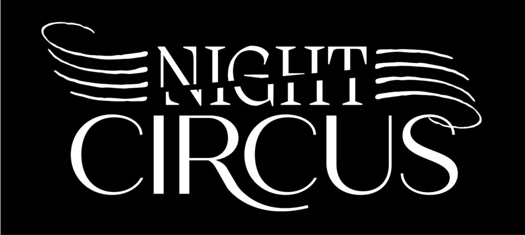 Black and white logo of text "Night Circus"