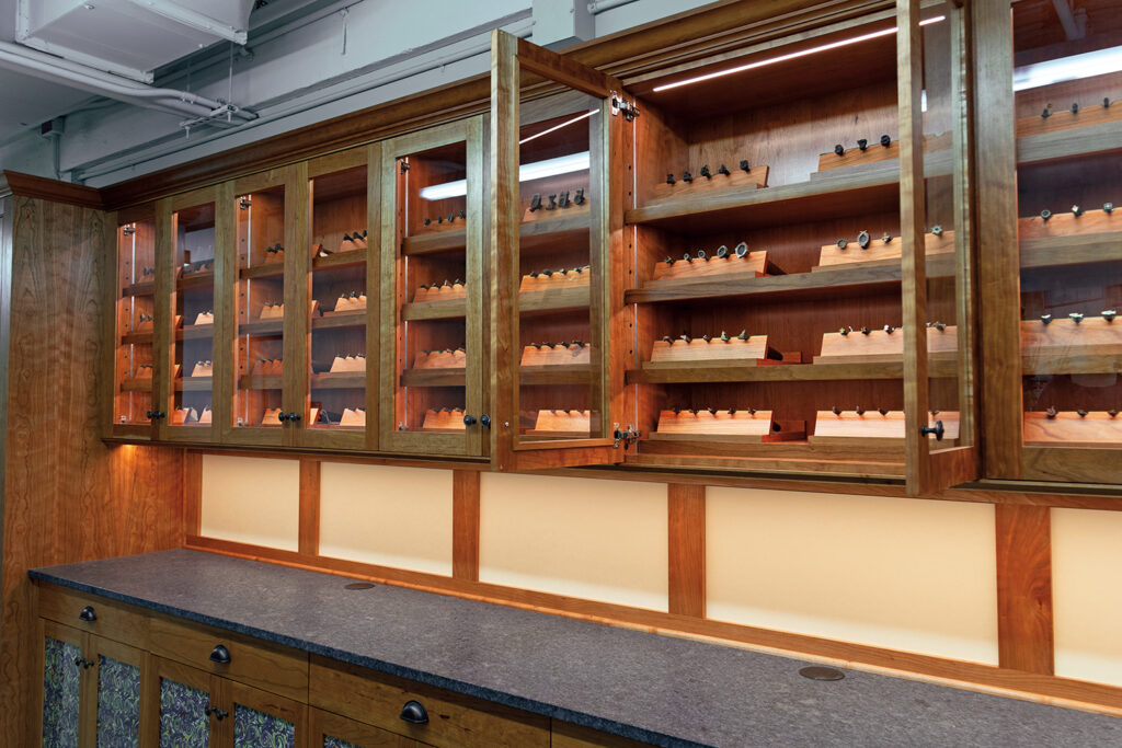 Finished tool display cabinets in Bookbinding