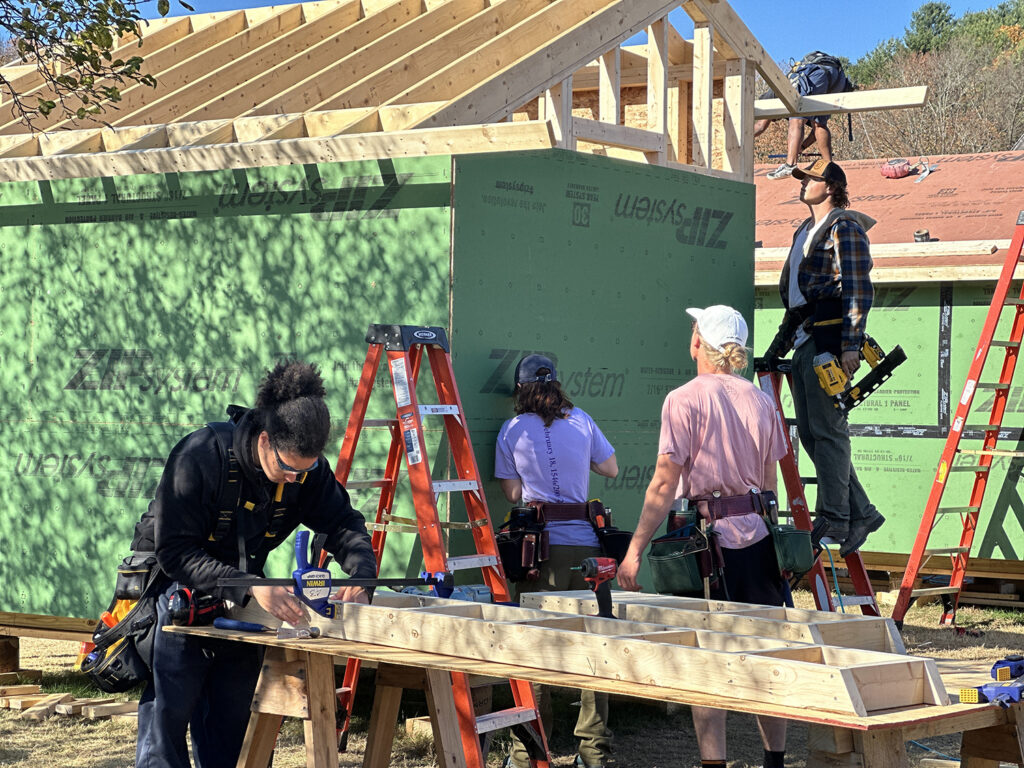 Carpentry sheds being built