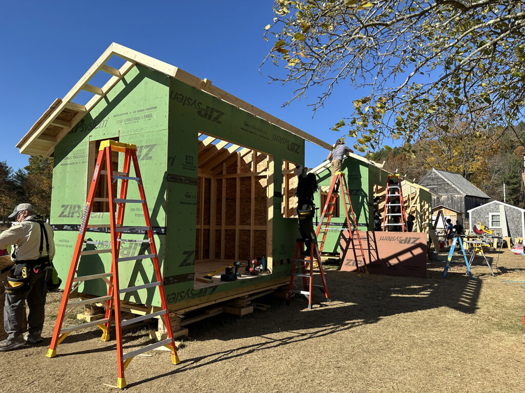 Carpentry sheds being built