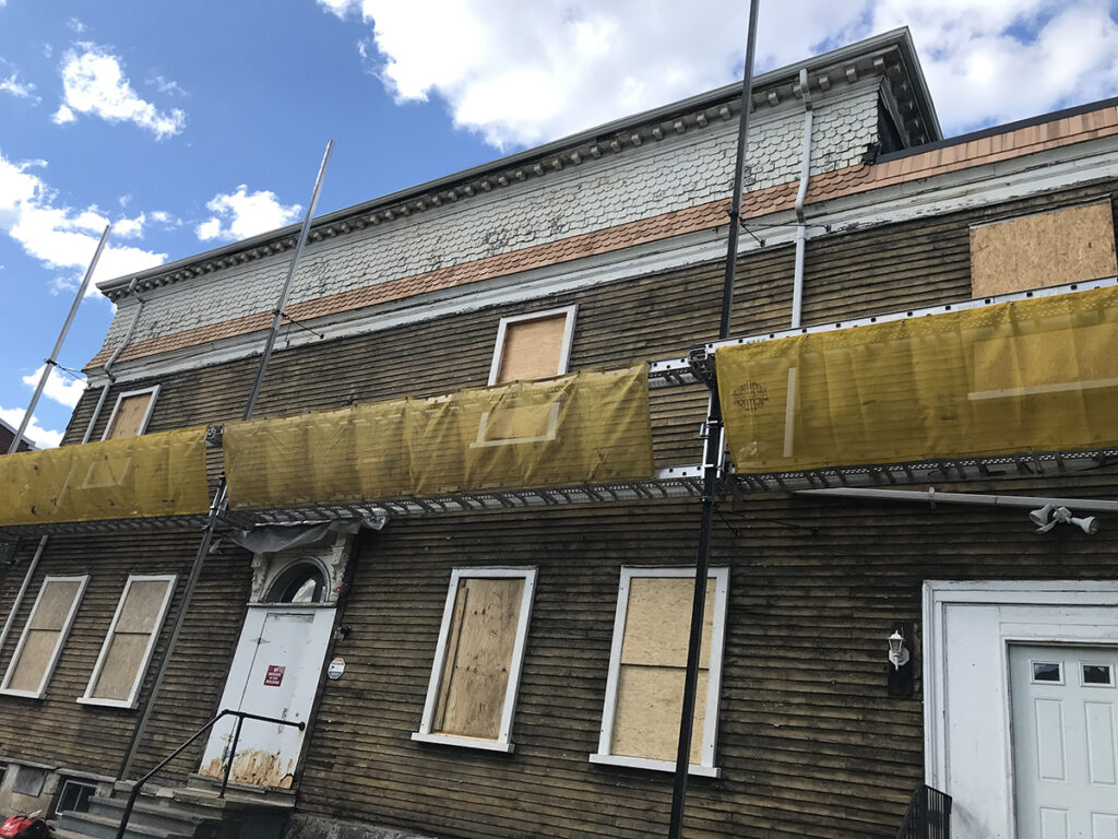 Memorial Hall mid-restoration in June 2021. Photo by then-student Sophie Linnell PC ’21.