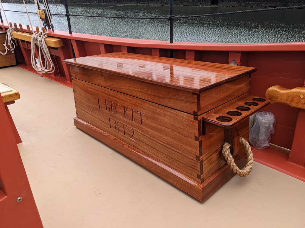 Completed chest for L. Becket on deck of The Fame