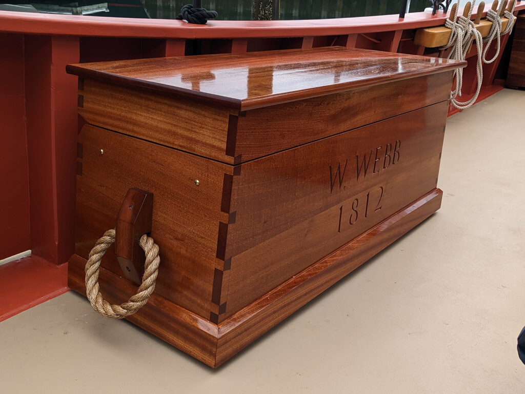 Completed chest for W. Webb on deck of The Fame
