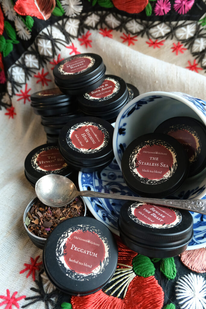 Tea blends by Ash Nunez BB ’25 / Old Growth Alchemy