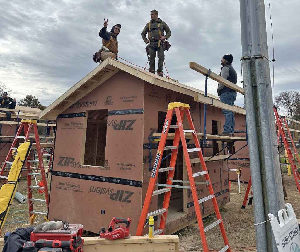 Carpentry sheds being built