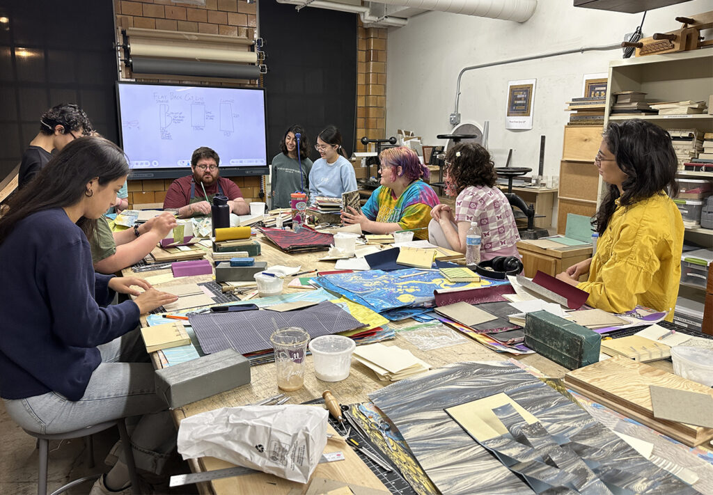 Colin leading a demonstration for Bookbinding Intensive students