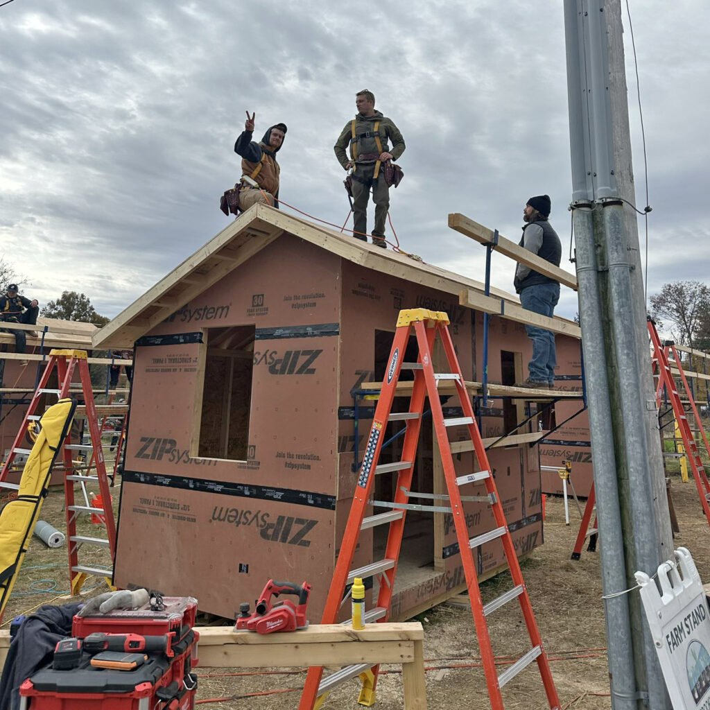 Carpentry sheds being built