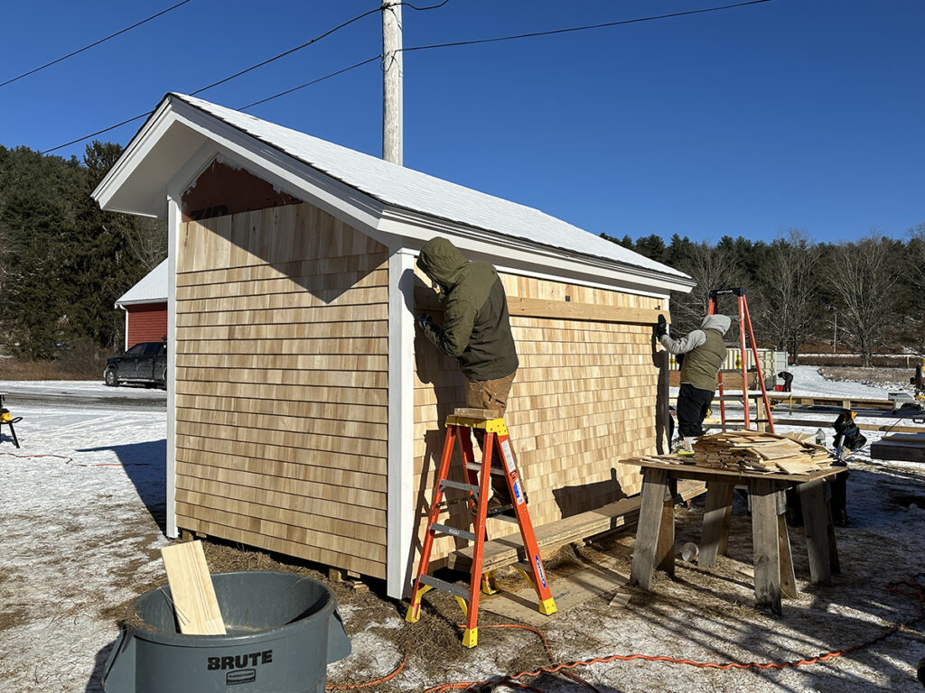 Carpentry sheds being built