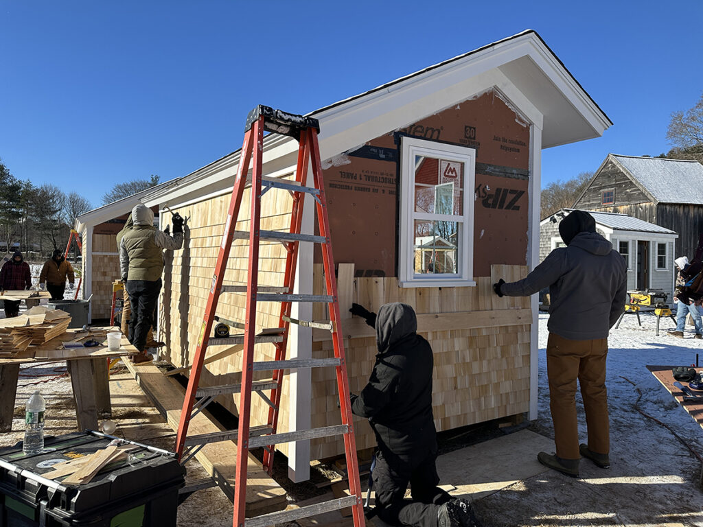 Carpentry sheds being built