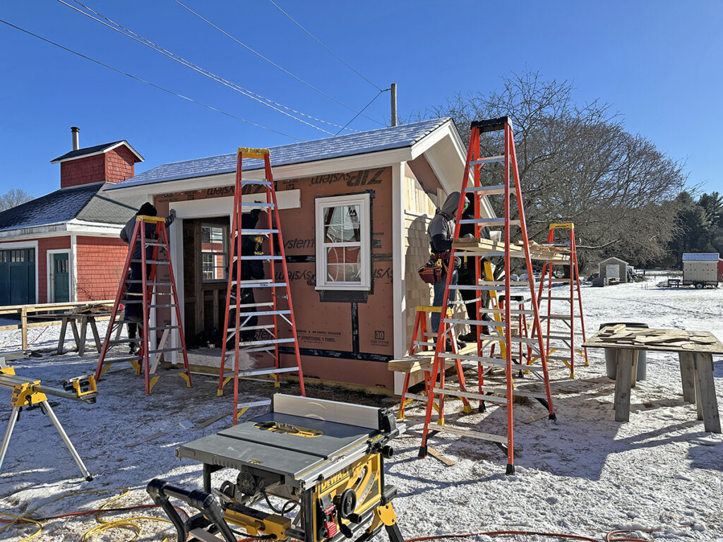 Carpentry sheds being built
